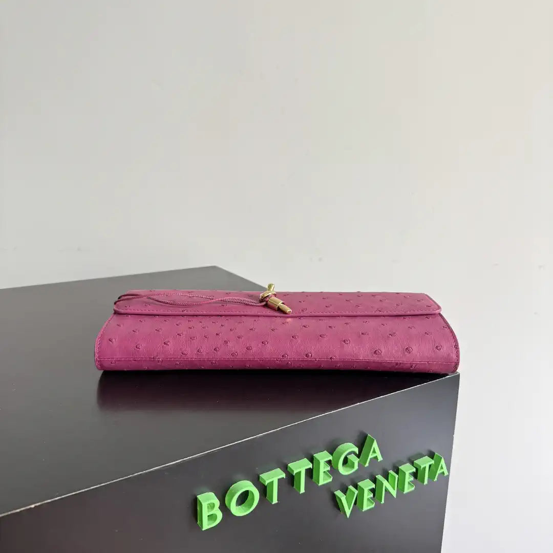 Bottega Veneta BV 805241 Long Clutch Andiamo Ostrich Leather With Handle Bv99032