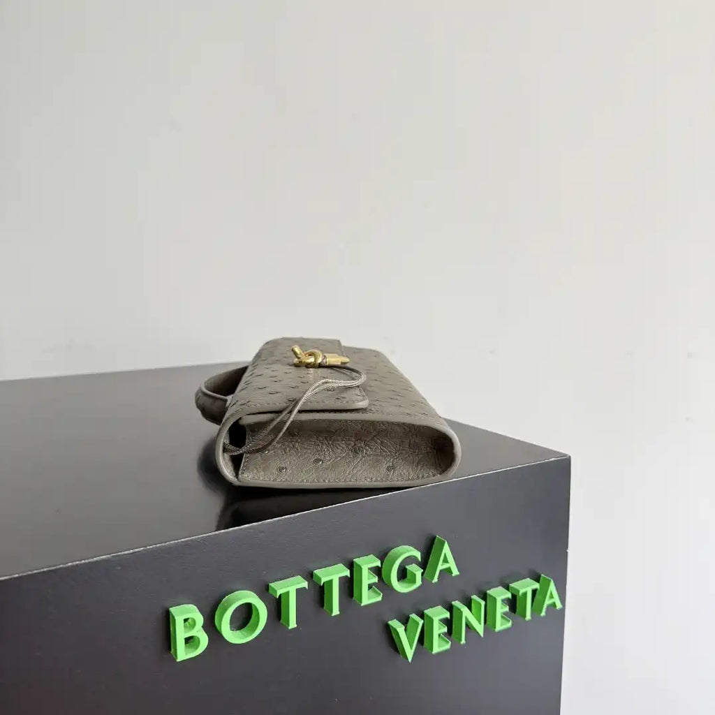 Bottega Veneta BV 805241 Long Clutch Andiamo Ostrich Leather With Handle Bv99033