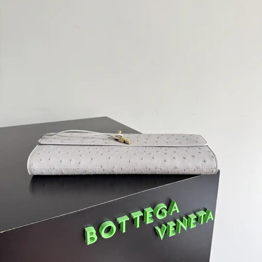 Bottega Veneta BV 805241 Long Clutch Andiamo Ostrich Leather With Handle Bv99034