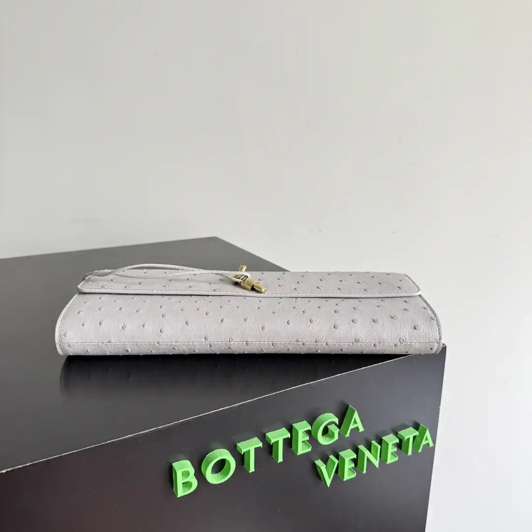 Bottega Veneta BV 805241 Long Clutch Andiamo Ostrich Leather With Handle Bv99034