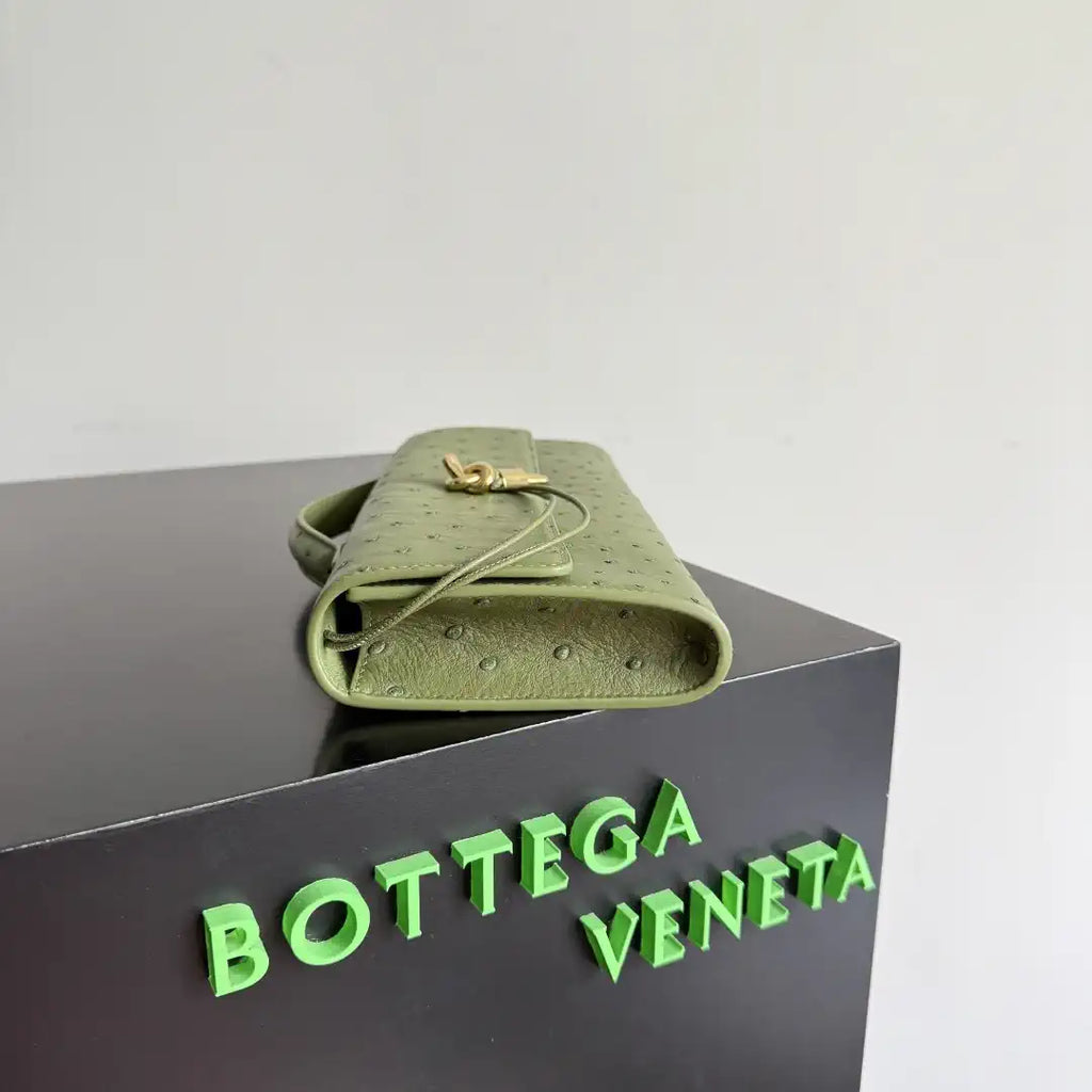 Bottega Veneta BV 805241 Long Clutch Andiamo Ostrich Leather With Handle Bv99035