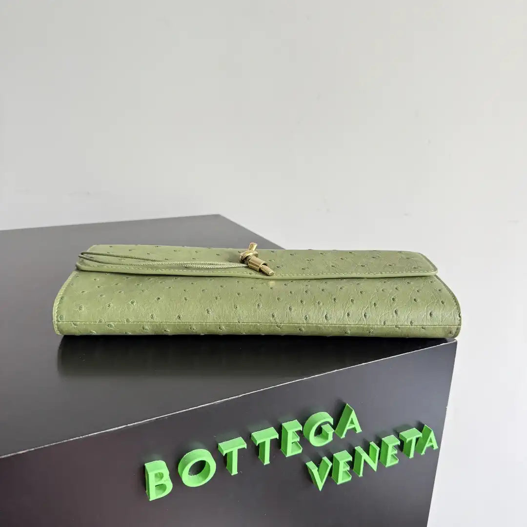 Bottega Veneta BV 805241 Long Clutch Andiamo Ostrich Leather With Handle Bv99035
