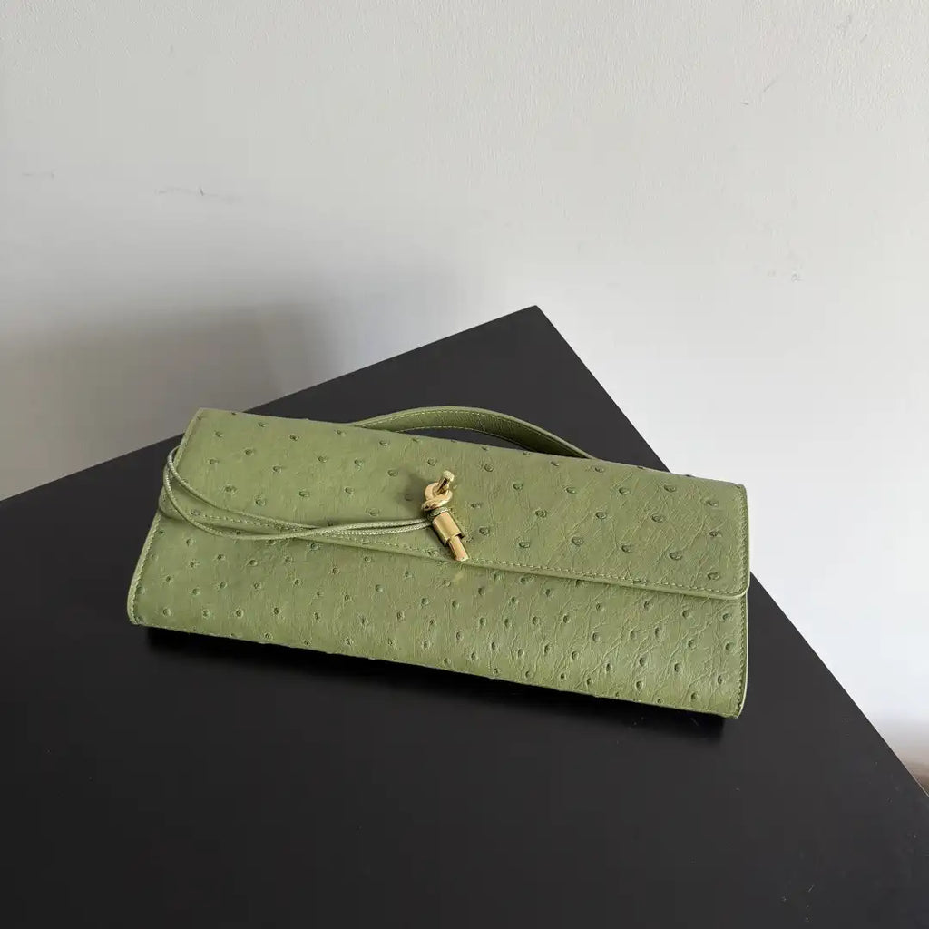 Bottega Veneta BV 805241 Long Clutch Andiamo Ostrich Leather With Handle Bv99035
