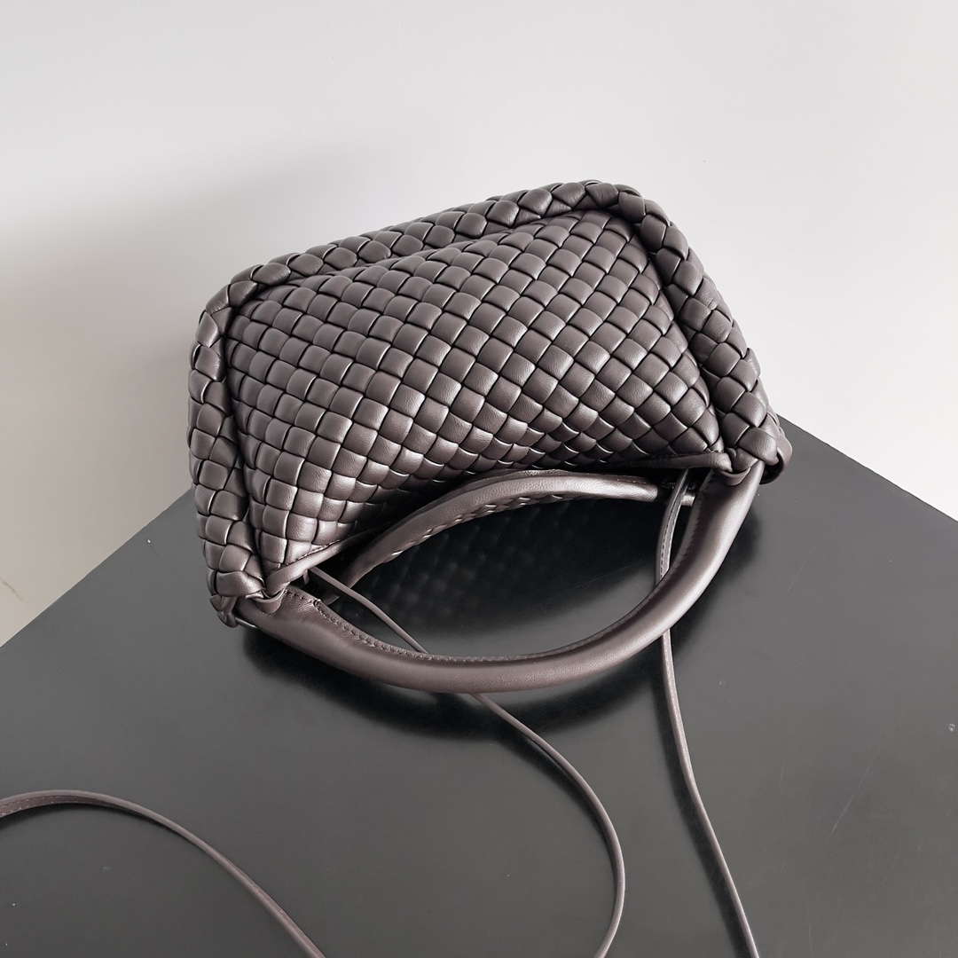 Bottega Veneta BV 805739 Mini Cobble Top Handle Dark Brown
