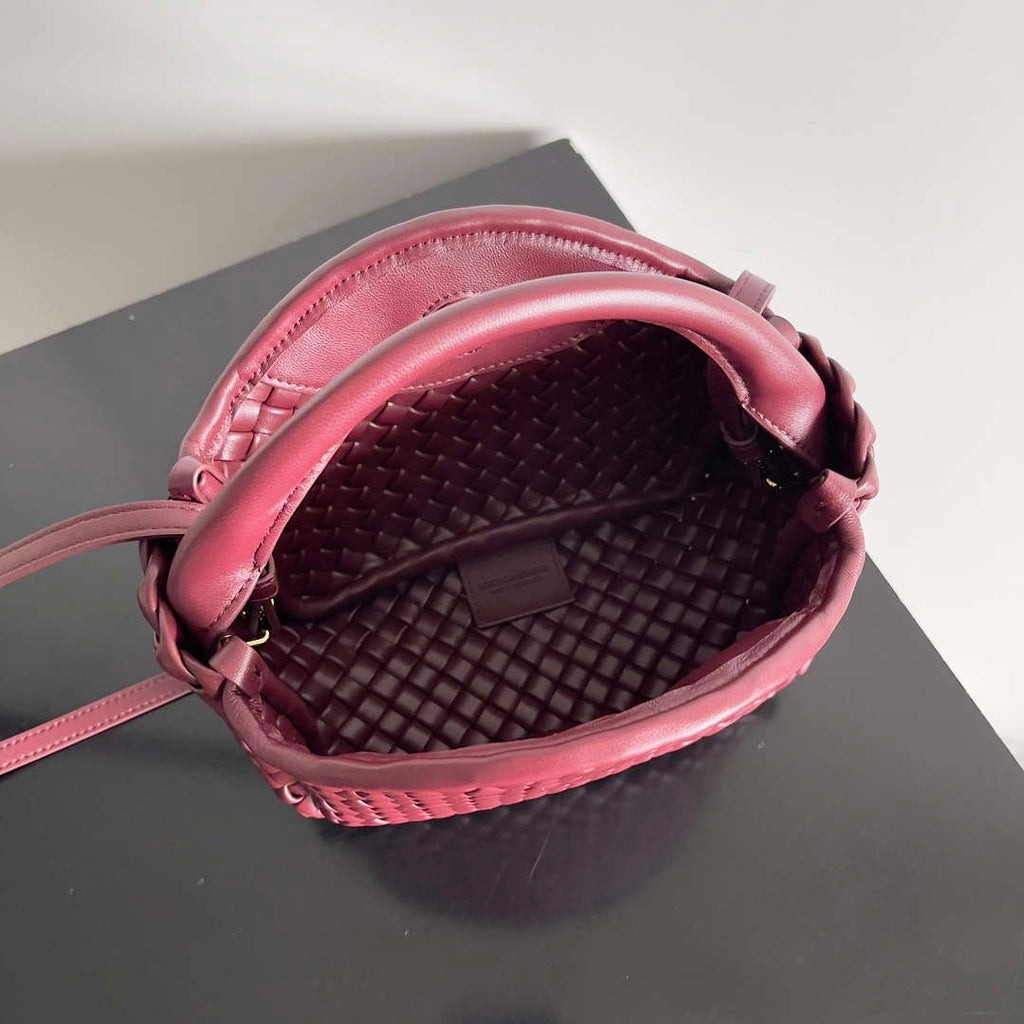 Bottega Veneta BV 805739 Mini Cobble Top Handle Wine Red