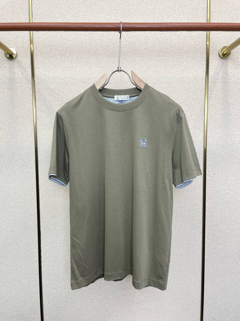 Brunello Cucinelli 262M0B137427 Cotton jersey crew neck T-shirt with faux-layering Bc1014 - Dark Blue / 48--M - View 4