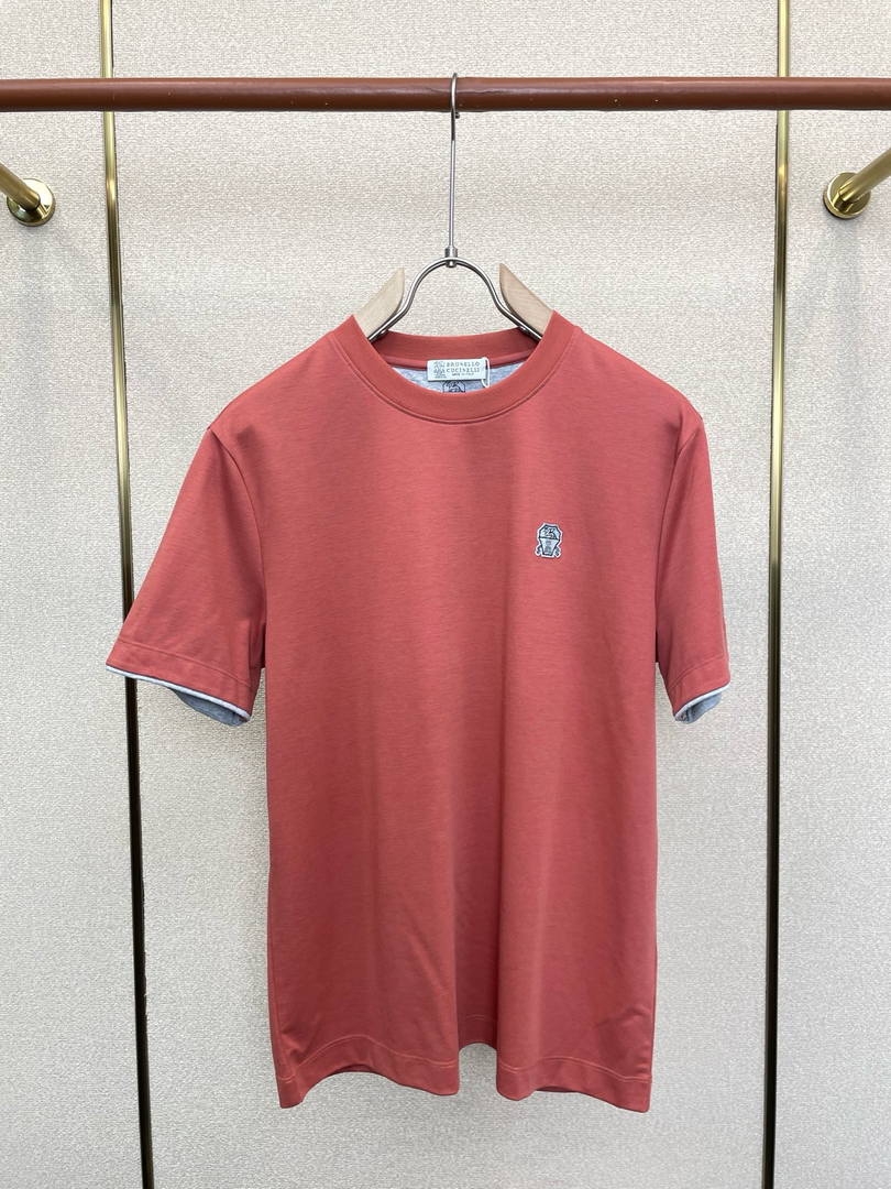 Brunello Cucinelli 262M0B137427 Cotton jersey crew neck T-shirt with faux-layering Bc1014 - Dark Blue / 48--M - View 5