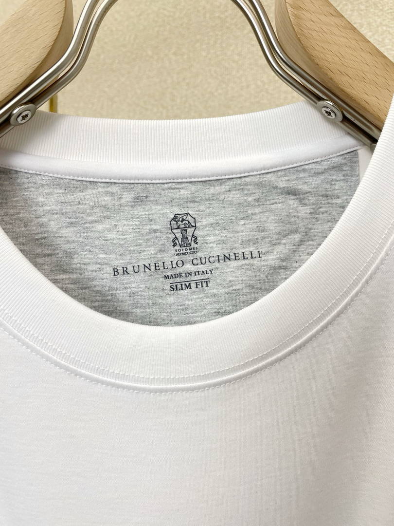 Brunello Cucinelli 262M0B137427 Cotton jersey crew neck T-shirt with faux-layering Bc1010 - White / 48--M - View 7