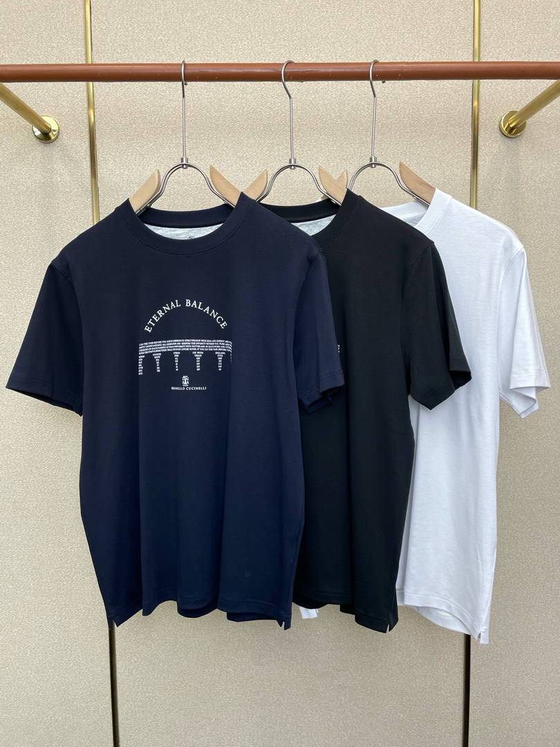 Brunello Cucinelli 262M0B137427 Cotton jersey crew neck T-shirt with faux-layering Bc1015 - Dark Blue / 48--M - View 4