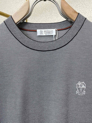 Brunello Cucinelli 262M0B137427 Cotton jersey crew neck T-shirt with faux-layering Bc1012 - Blue Gray / 48--M - View 5
