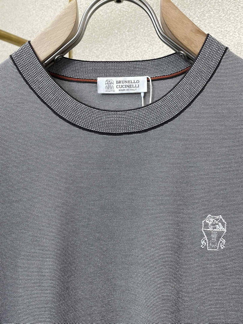 Brunello Cucinelli 262M0B137427 Cotton jersey crew neck T-shirt with faux-layering Bc1012 - Blue Gray / 48--M - View 5