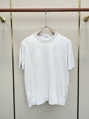 Brunello Cucinelli 262M0B137427 Cotton jersey crew neck T-shirt with faux-layering Bc1013 - Ligth Blue / 48--M - View 4
