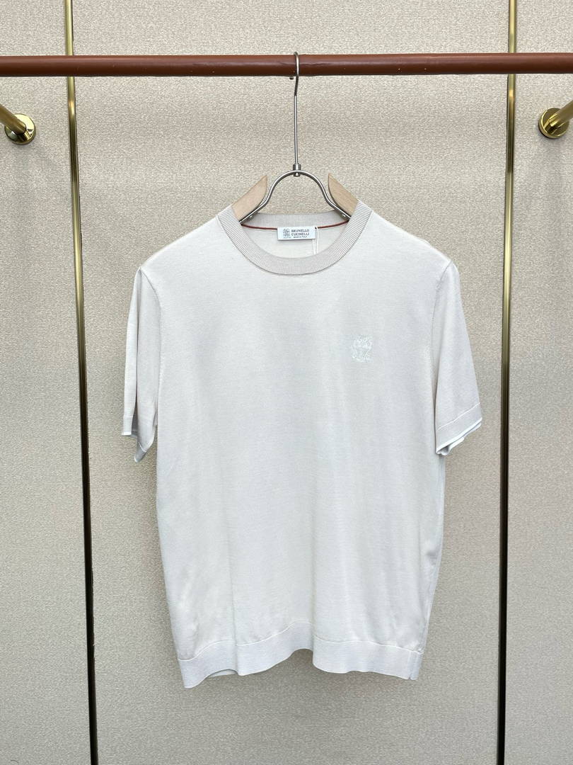 Brunello Cucinelli 262M0B137427 Cotton jersey crew neck T-shirt with faux-layering Bc1013 - Ligth Blue / 48--M - View 4