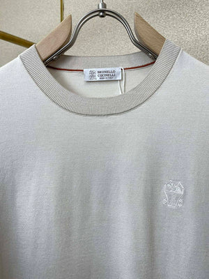 Brunello Cucinelli 262M0B137427 Cotton jersey crew neck T-shirt with faux-layering Bc1013 - Ligth Blue / 48--M - View 5