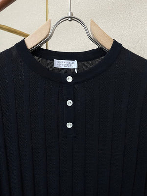 Brunello Cucinelli 262M0B137427 Cotton jersey crew neck T-shirt with faux-layering Bc1017 - Dark Blue / 48--M - View 6