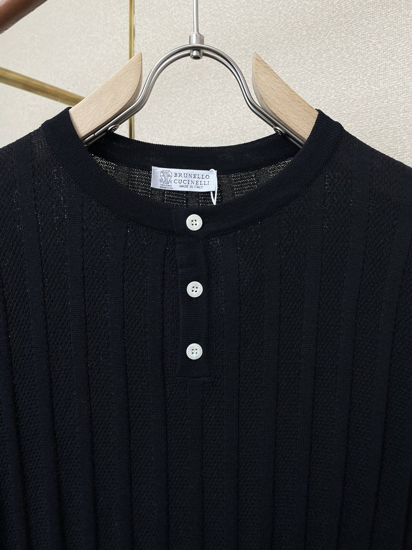 Brunello Cucinelli 262M0B137427 Cotton jersey crew neck T-shirt with faux-layering Bc1017 - Dark Blue / 48--M - View 6