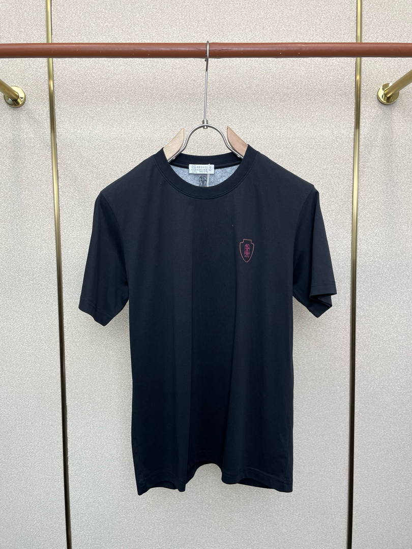 Brunello Cucinelli 262M0B137427 Cotton jersey crew neck T-shirt with faux-layering Bc1016 - Dark Blue / 48--M - View 2