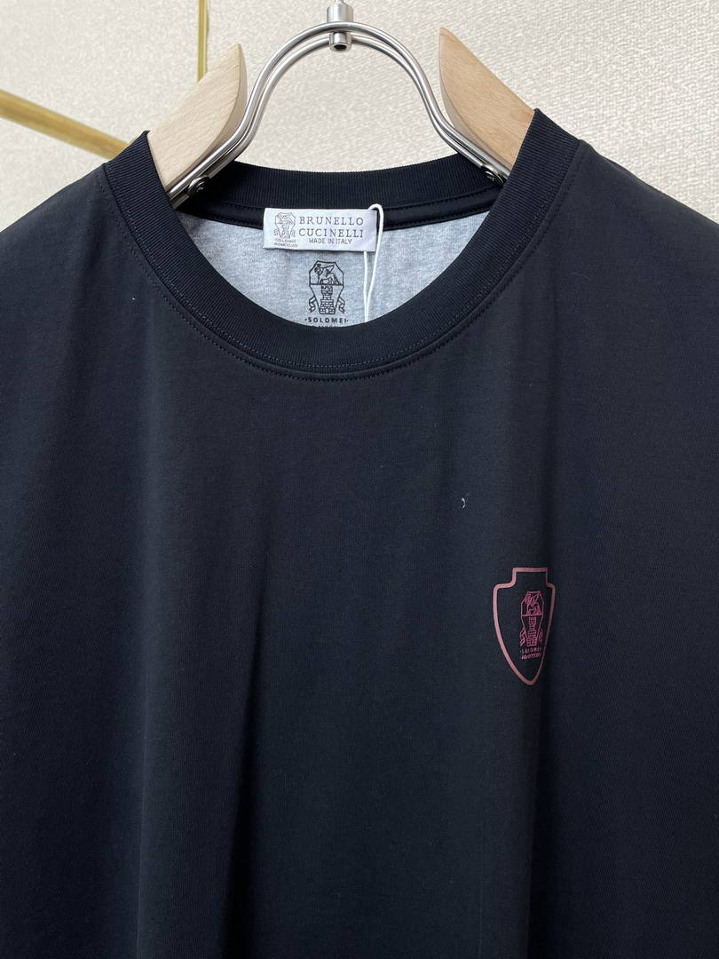 Brunello Cucinelli 262M0B137427 Cotton jersey crew neck T-shirt with faux-layering Bc1016 - Dark Blue / 48--M - View 5