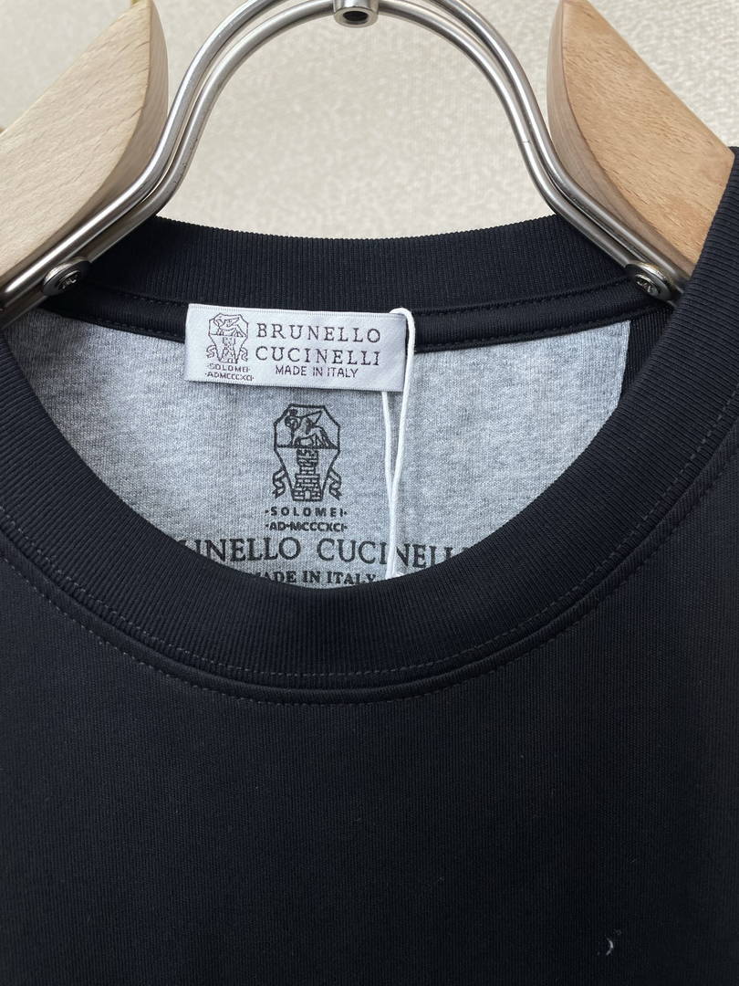 Brunello Cucinelli 262M0B137427 Cotton jersey crew neck T-shirt with faux-layering Bc1016 - Dark Blue / 48--M - View 6