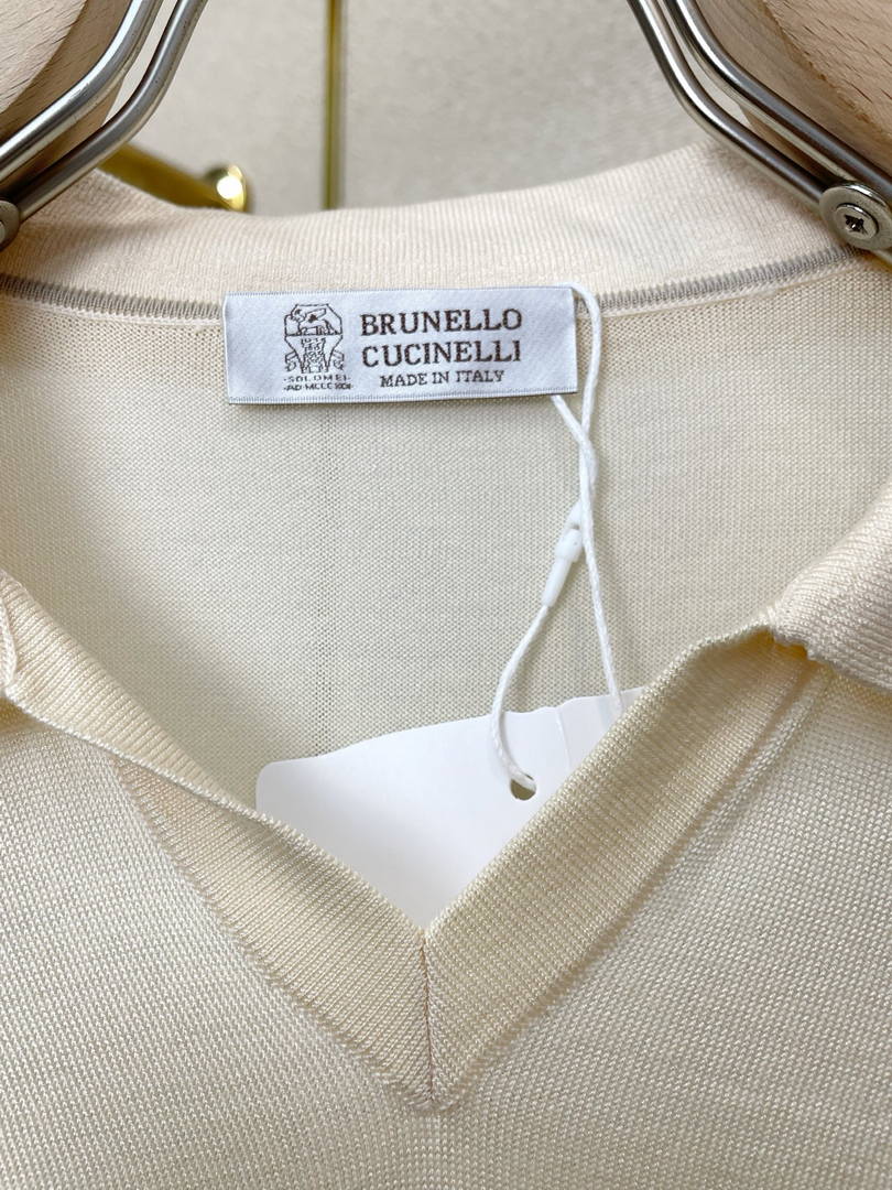 Brunello Cucinelli 262M29806505P Cotton textured Argyle lightweight knit polo shirt bc1001 - 48--M / Blue - View 3