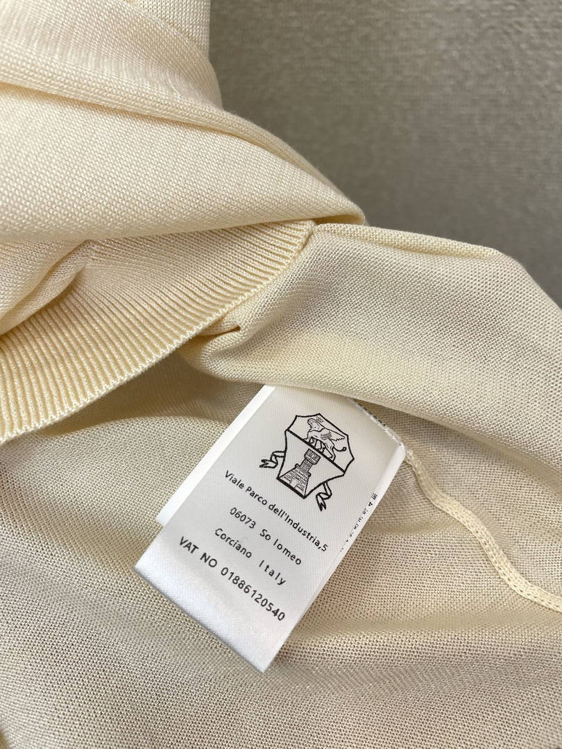 Brunello Cucinelli 262M29806505P Cotton textured Argyle lightweight knit polo shirt bc1002 - Beige / 48--M - View 3