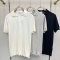 Brunello Cucinelli 262M29806505P Cotton textured Argyle lightweight knit polo shirt bc1002 - Beige / 48--M - View 1