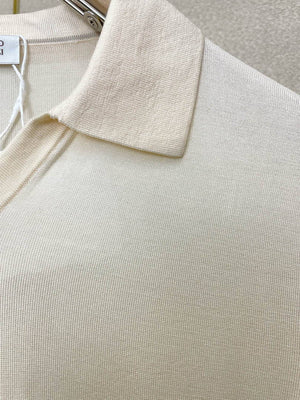 Brunello Cucinelli 262M29806505P Cotton textured Argyle lightweight knit polo shirt bc1002 - Beige / 48--M - View 6