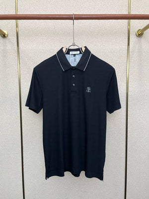 Brunello Cucinelli 262M29806505P Cotton textured Argyle lightweight knit polo shirt bc1003 - White / 48--M - View 5
