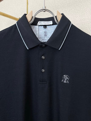 Brunello Cucinelli 262M29806505P Cotton textured Argyle lightweight knit polo shirt bc1003 - White / 48--M - View 6