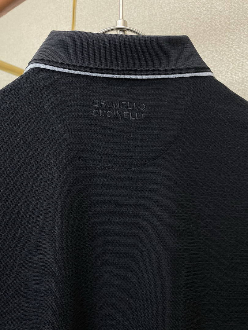 Brunello Cucinelli 262M29806505P Cotton textured Argyle lightweight knit polo shirt bc1003 - White / 48--M - View 11
