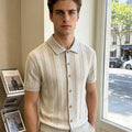 Brunello Cucinelli 262M29806505P Cotton textured Argyle lightweight knit polo shirt bc1006 - Ligth Gray / 48--M - View 1
