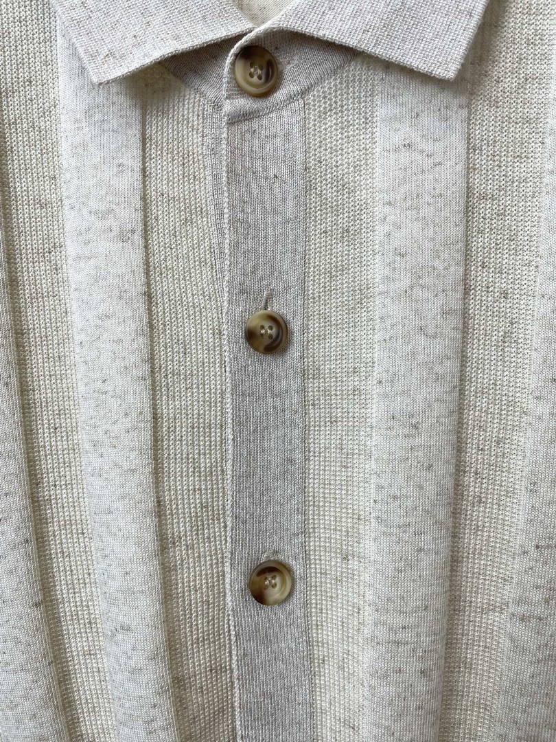 Brunello Cucinelli 262M29806505P Cotton textured Argyle lightweight knit polo shirt bc1006 - Ligth Gray / 48--M - View 8