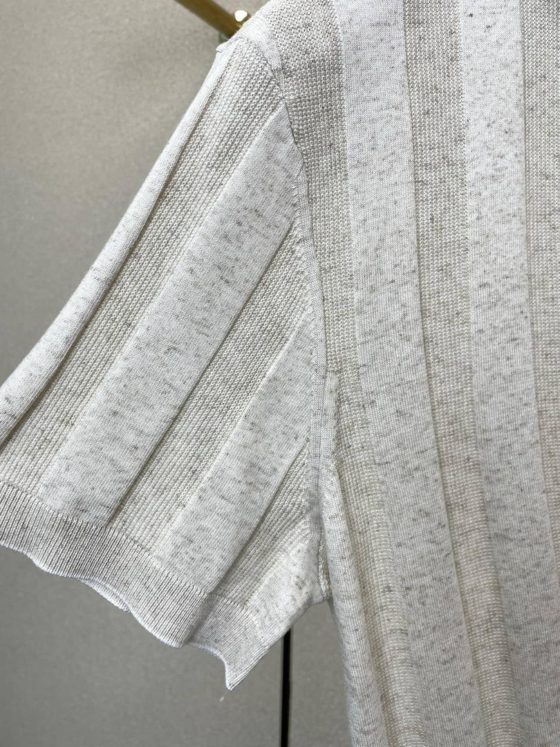 Brunello Cucinelli 262M29806505P Cotton textured Argyle lightweight knit polo shirt bc1006 - Ligth Gray / 48--M - View 9