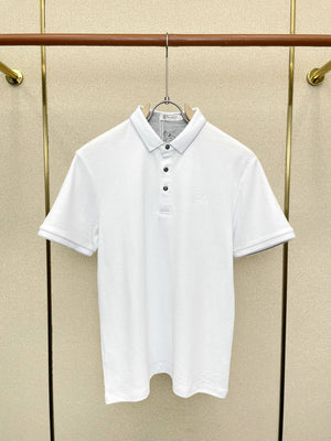 Brunello Cucinelli 262M29806505P Cotton textured Argyle lightweight knit polo shirt bc1004 - White / 48--M - View 2