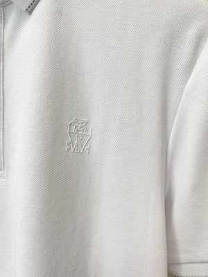 Brunello Cucinelli 262M29806505P Cotton textured Argyle lightweight knit polo shirt bc1004 - White / 48--M - View 9