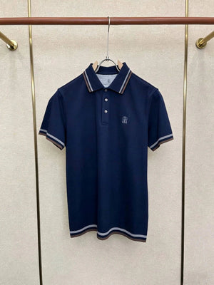 Brunello Cucinelli 262M29806505P Cotton textured Argyle lightweight knit polo shirt bc1007 - White / 48--M - View 3