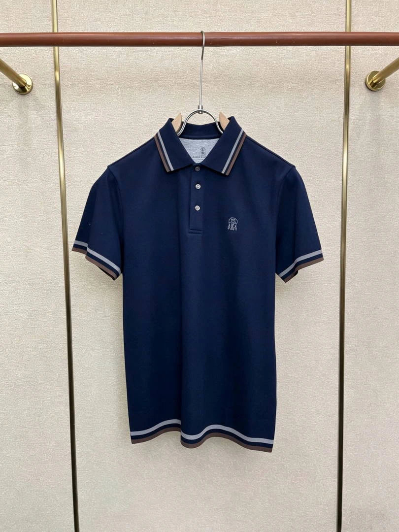 Brunello Cucinelli 262M29806505P Cotton textured Argyle lightweight knit polo shirt bc1007 - White / 48--M - View 3
