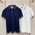 Brunello Cucinelli 262M29806505P Cotton textured Argyle lightweight knit polo shirt bc1007 - White / 48--M - View 1