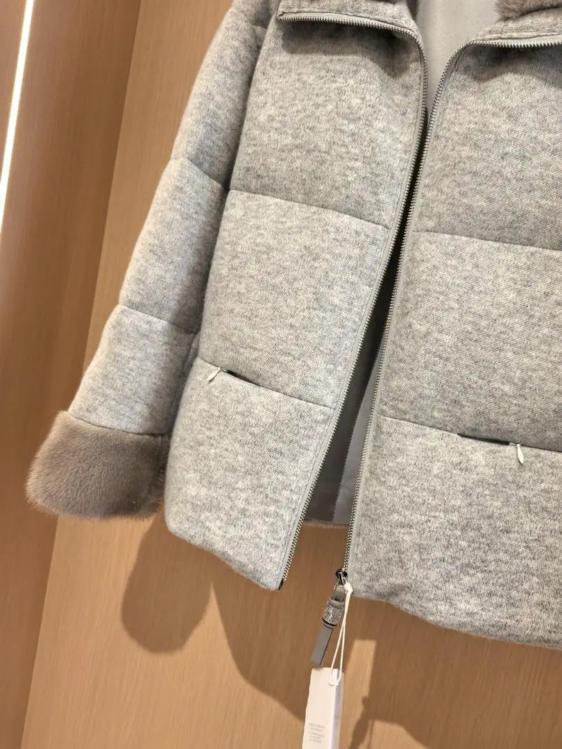 Brunello Cucinelli Mink sleeves and collar with wool and down jacket BC9001