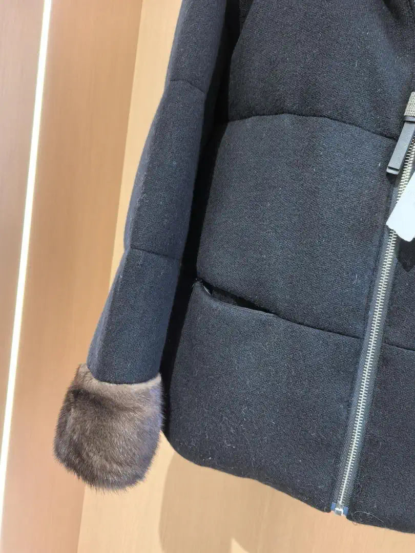Brunello Cucinelli Mink sleeves and collar with wool and down jacket BC9003