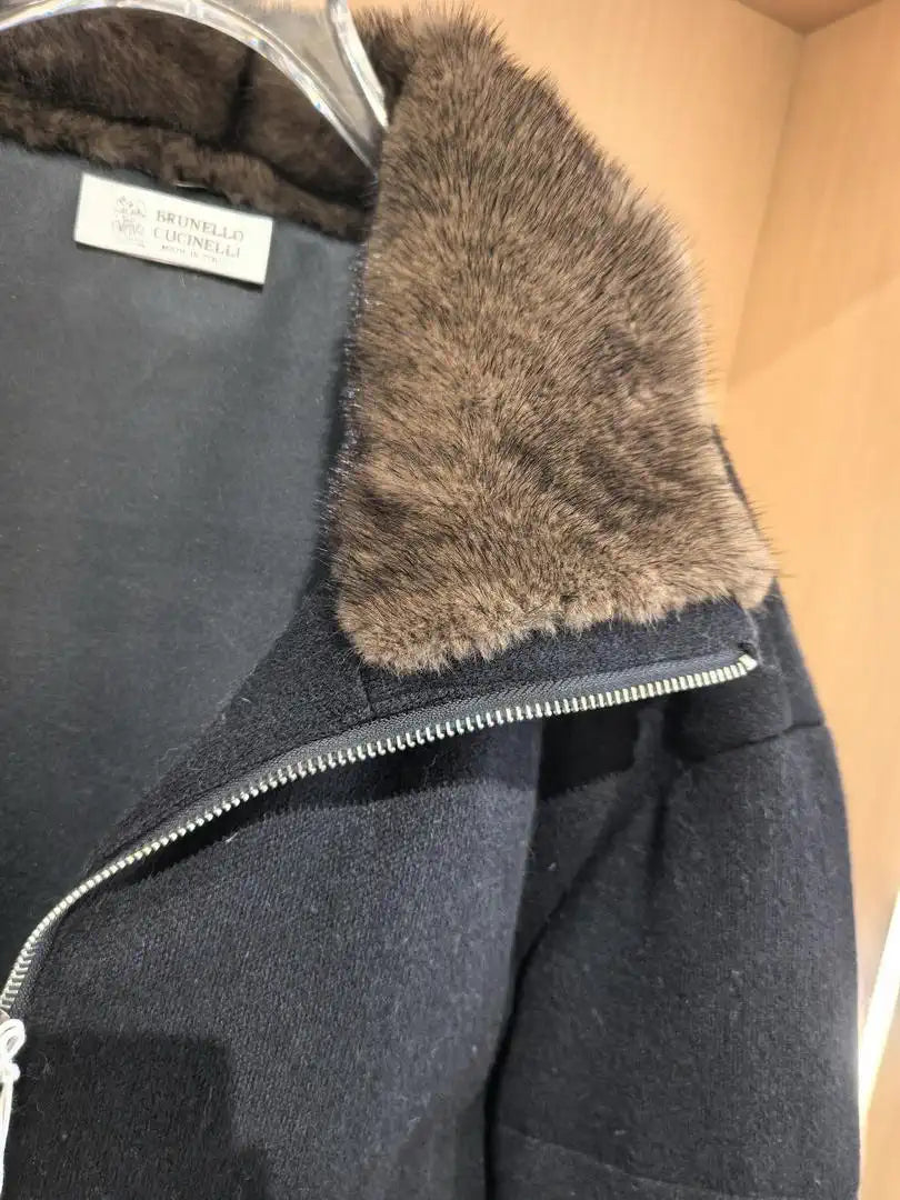 Brunello Cucinelli Mink sleeves and collar with wool and down jacket BC9003