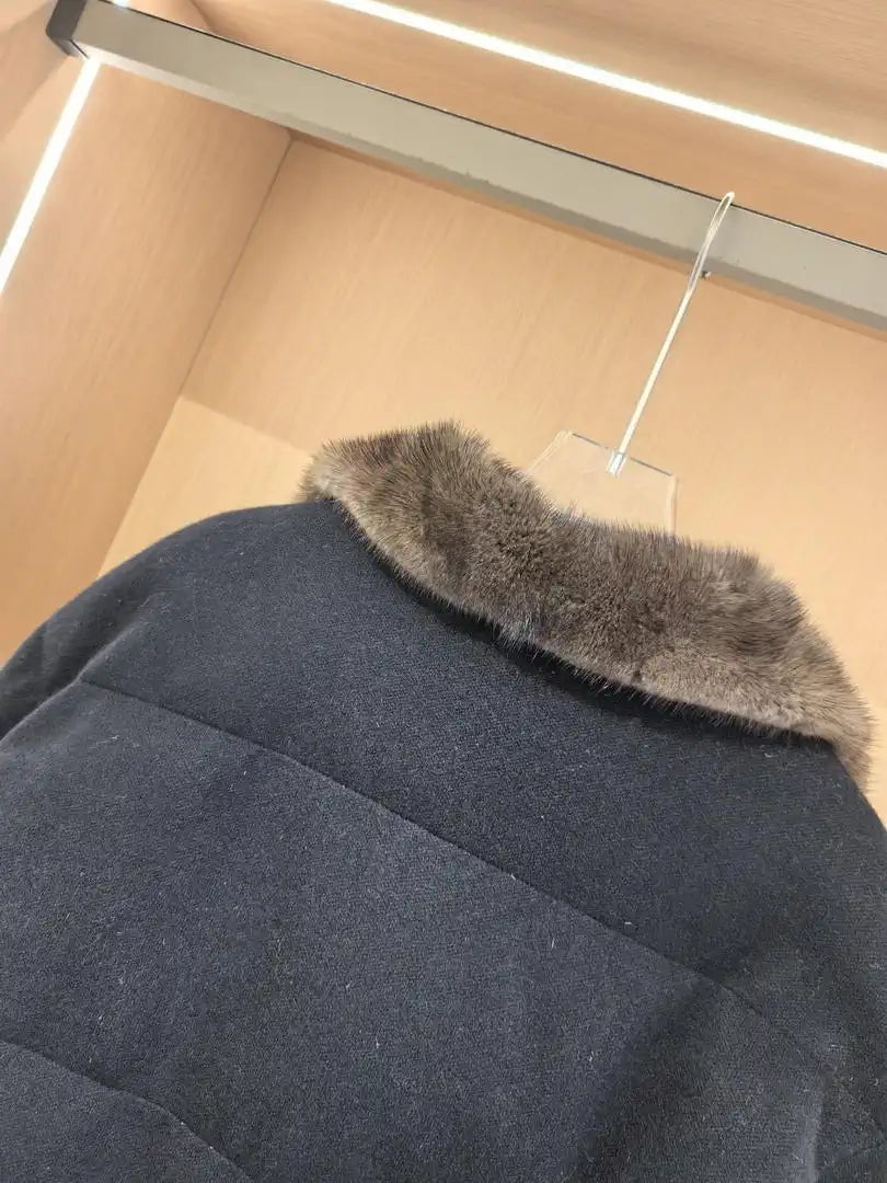 Brunello Cucinelli Mink sleeves and collar with wool and down jacket BC9003