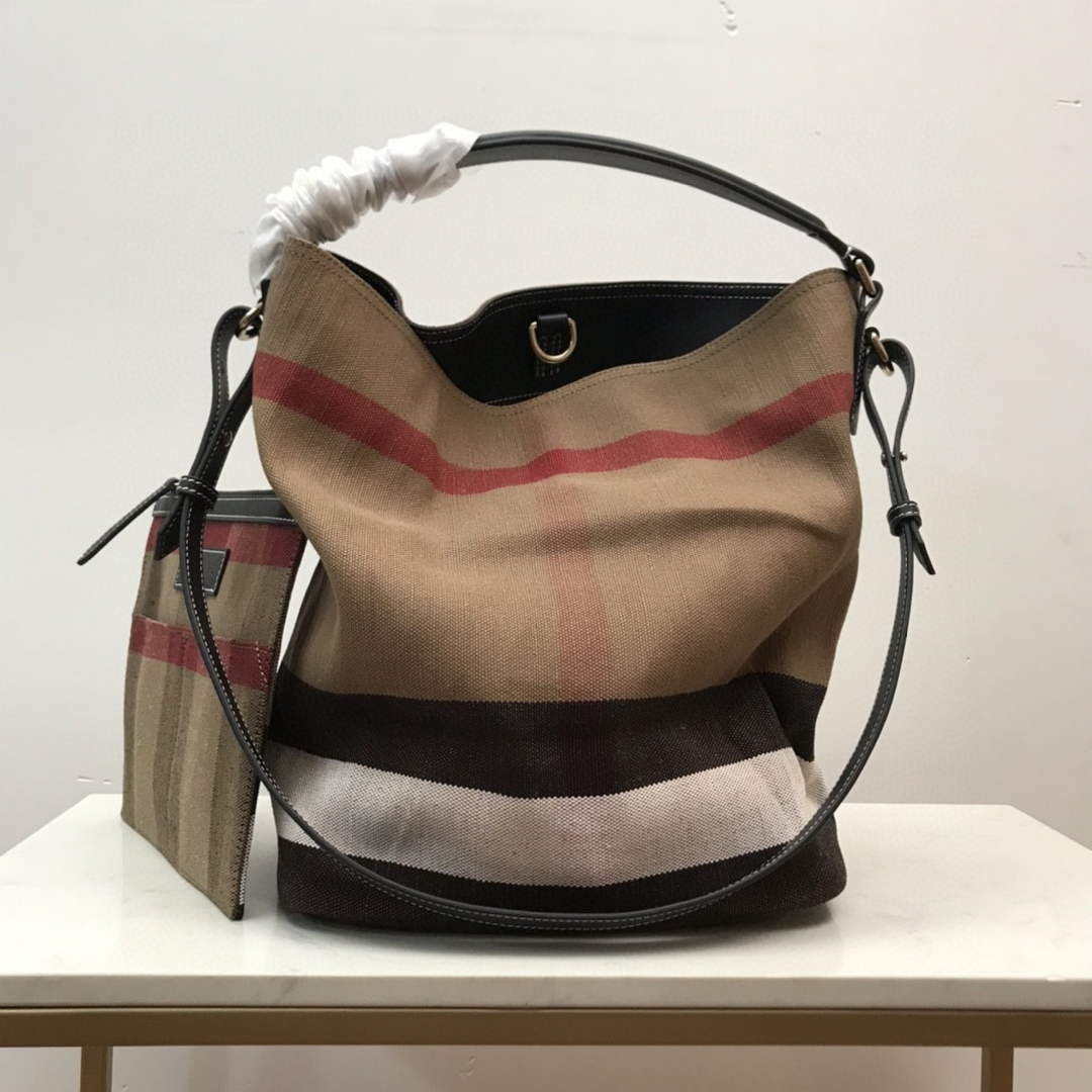 Burberry 39457261 Ashby Black Canvas Hobo Bag - Default Title - View 1