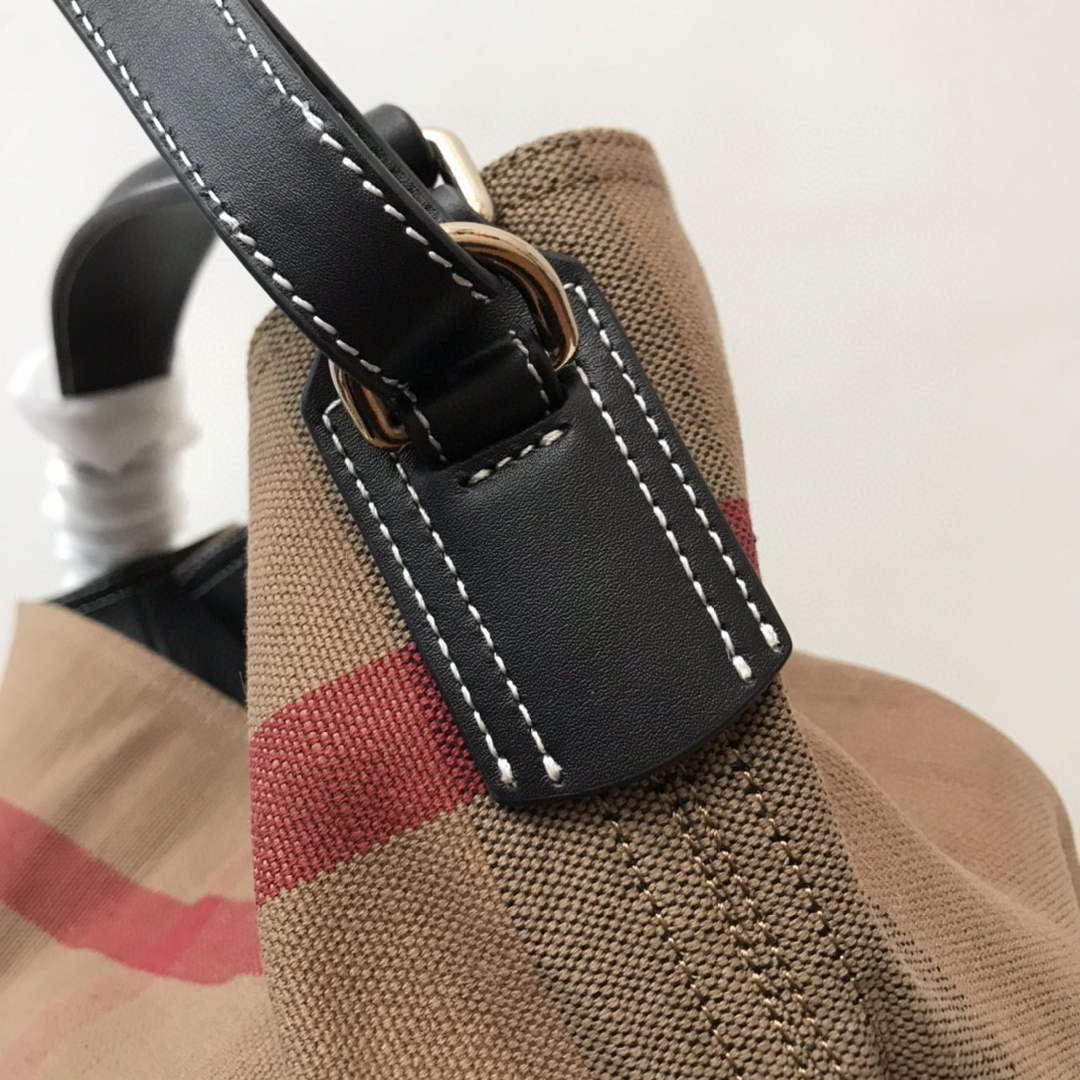 Burberry 39457261 Ashby Black Canvas Hobo Bag