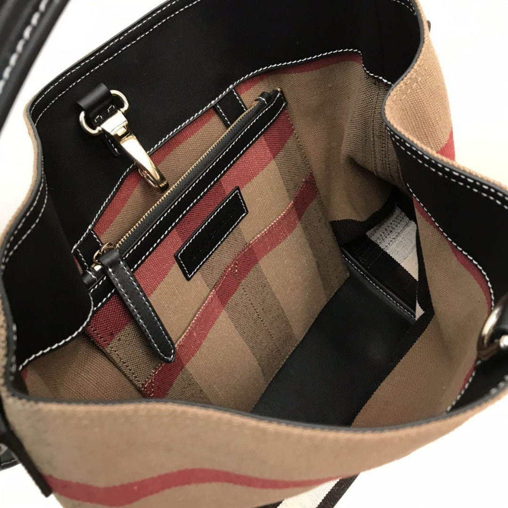 Burberry 39457261 Ashby Black Canvas Hobo Bag
