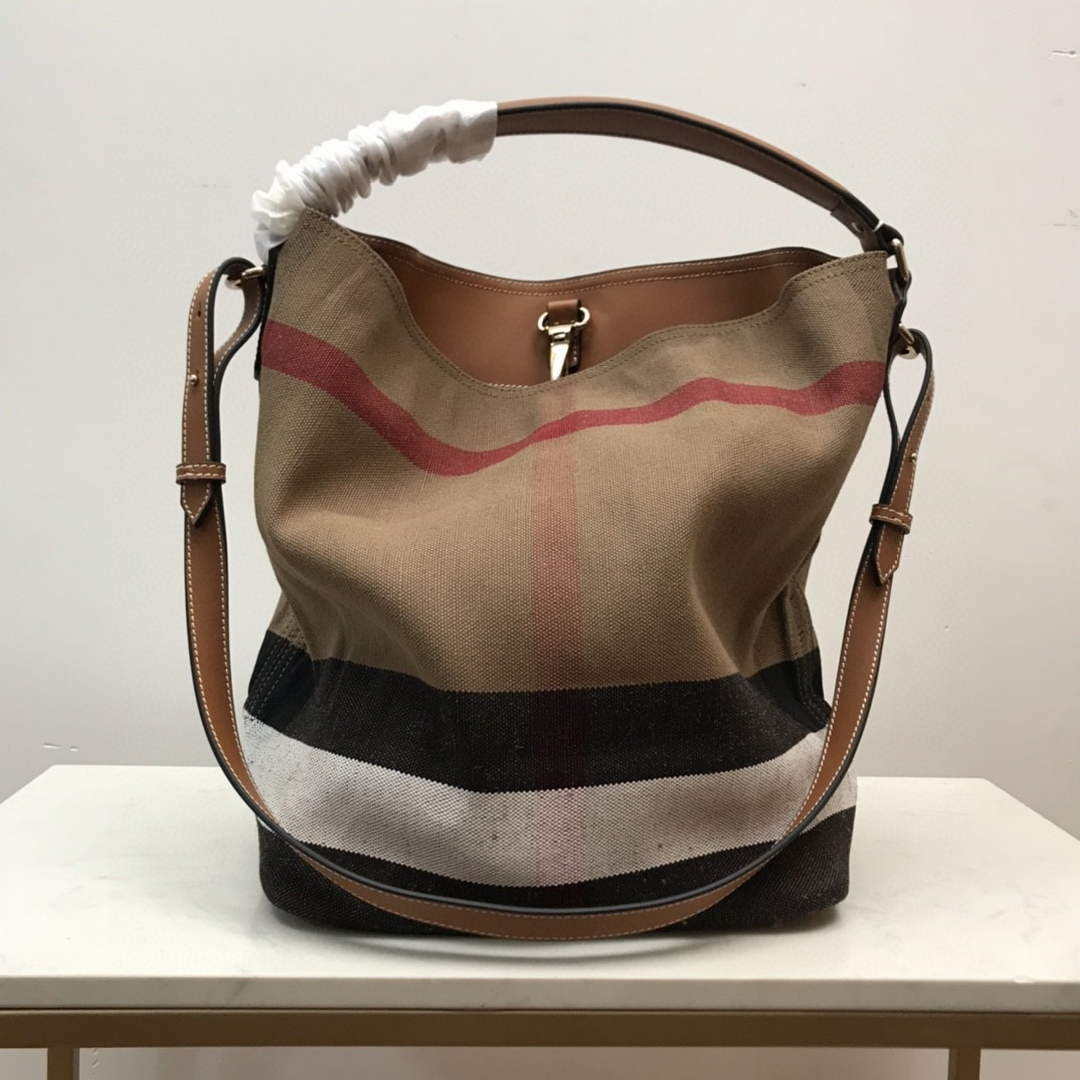 Burberry 39457261 Ashby Brown Canvas Hobo Bag - Default Title - View 1