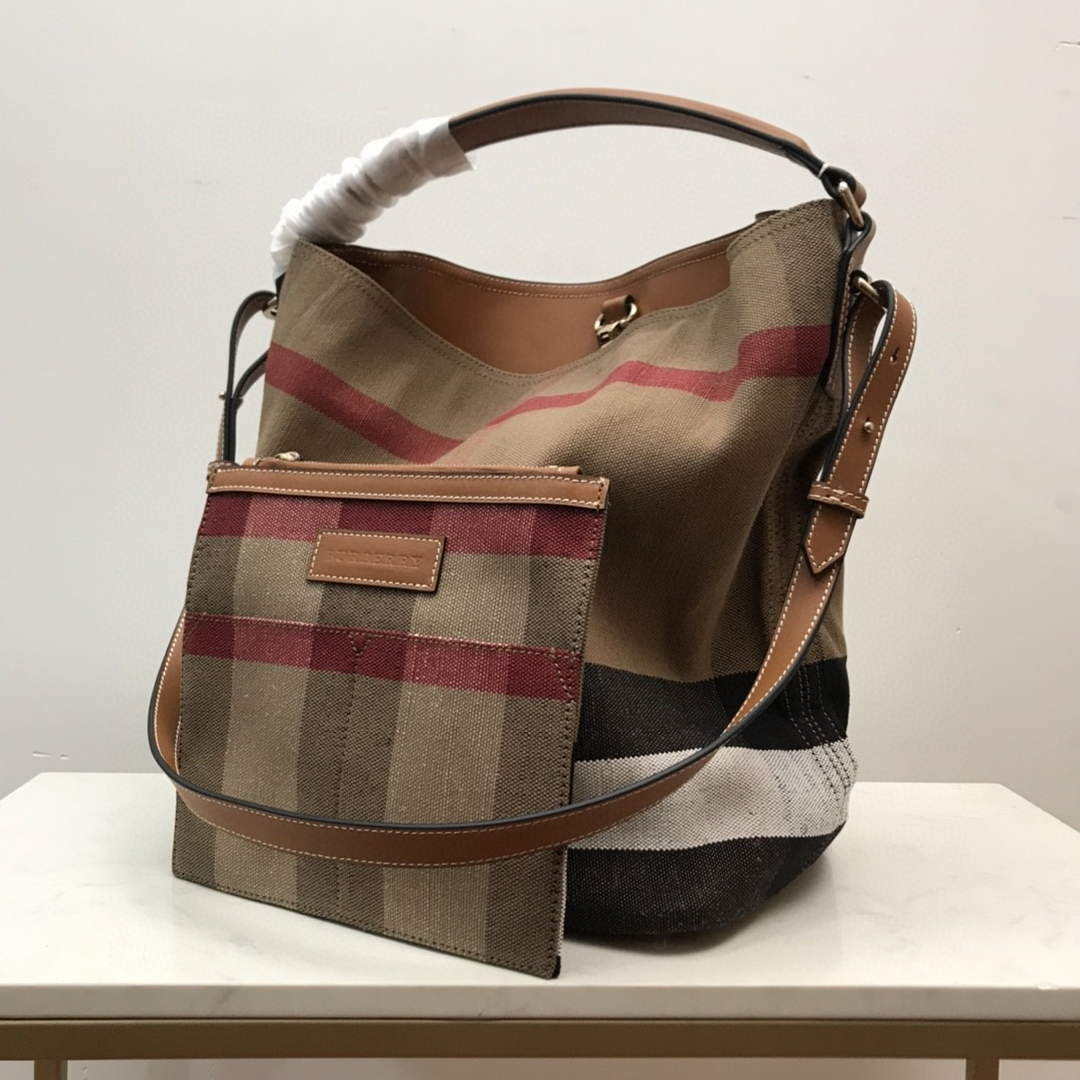 Burberry 39457261 Ashby Brown Canvas Hobo Bag