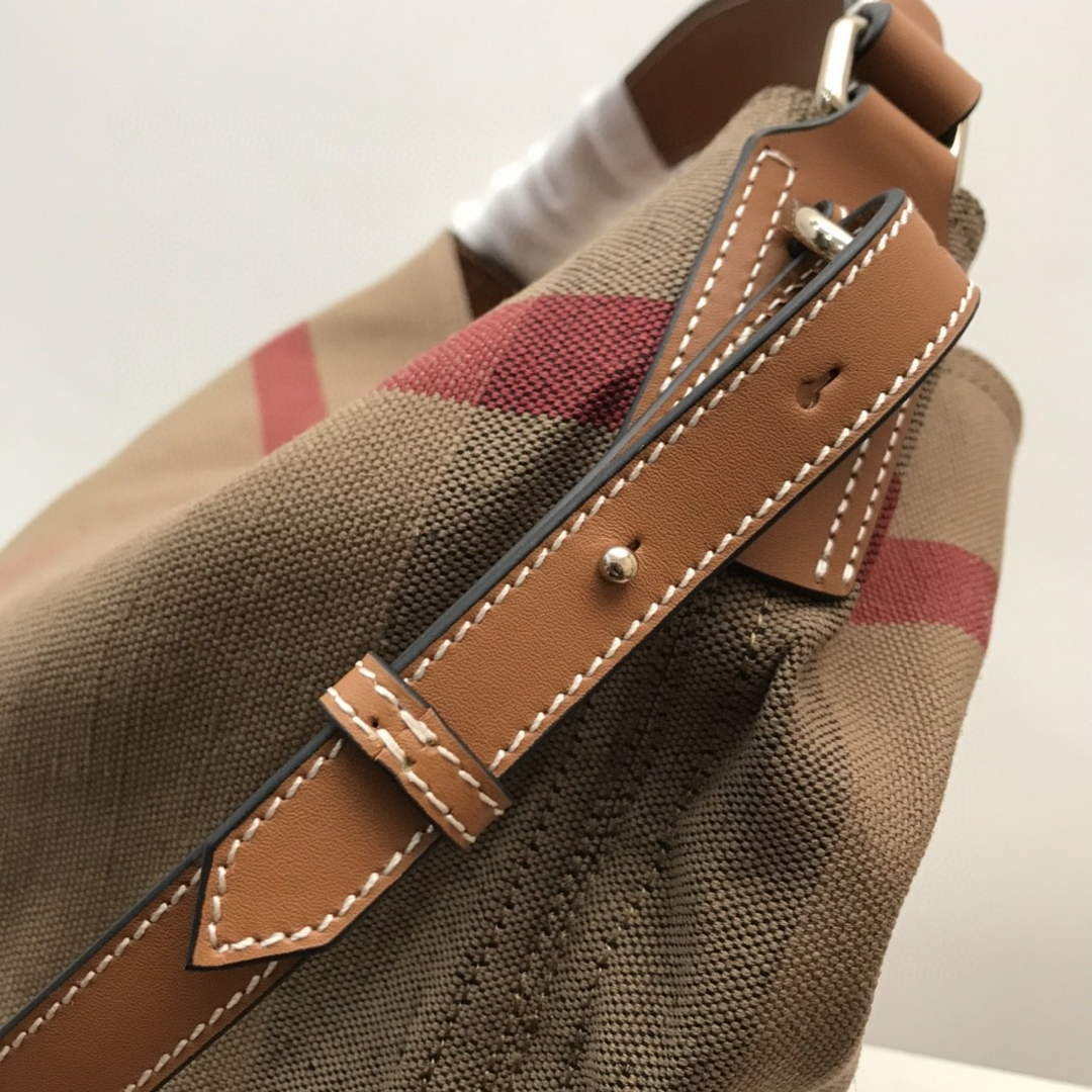 Burberry 39457261 Ashby Brown Canvas Hobo Bag
