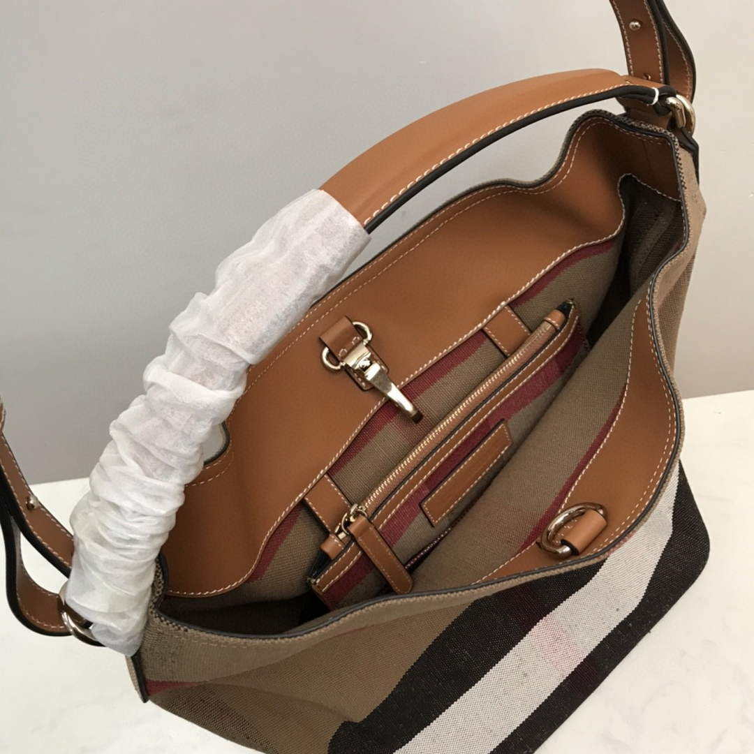 Burberry 39457261 Ashby Brown Canvas Hobo Bag