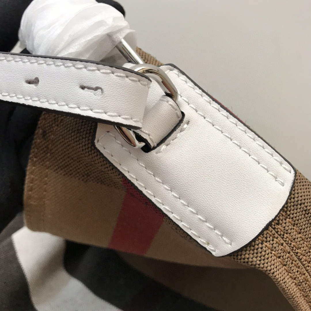Burberry 39457261 Ashby White Canvas Hobo Bag